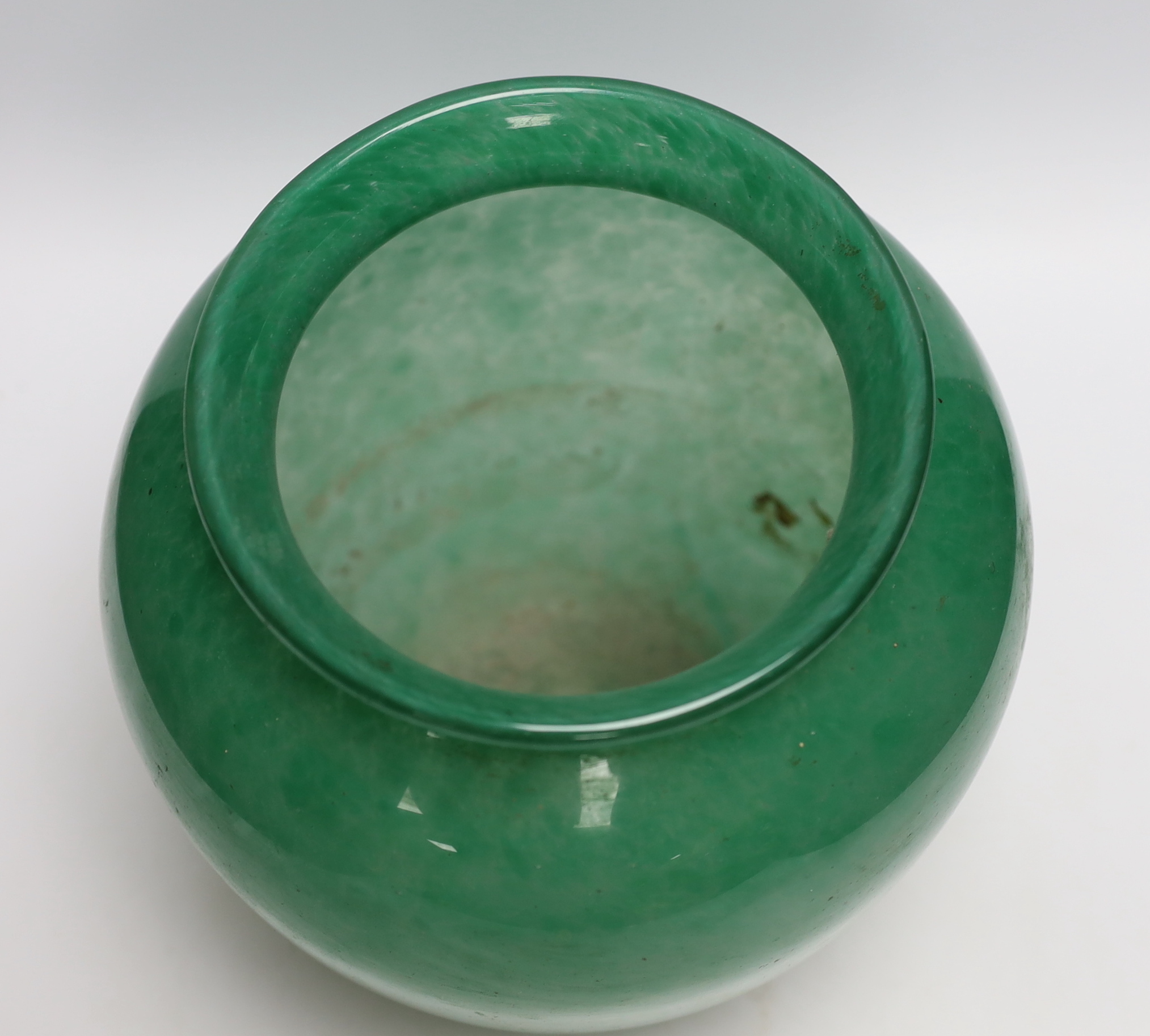 A Monart green glass vase, 26cm